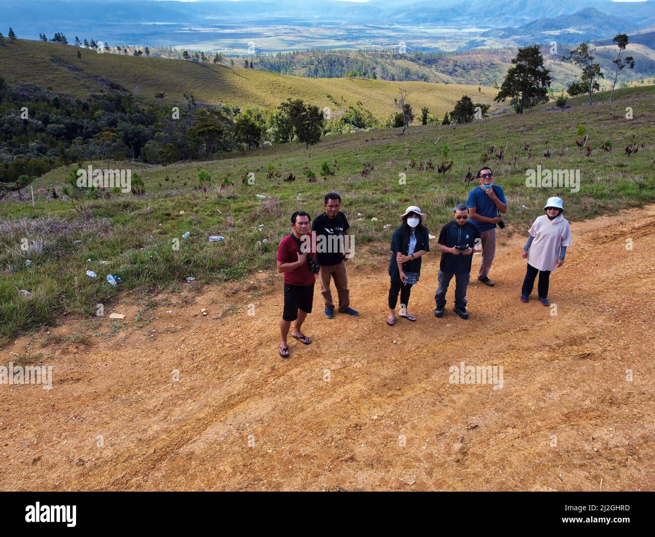 Sulla strada per Poso nel mezzo del Parco Nazionale Lore Lindu prendere @Bada Valley, Central Sulawesi, Indonesia Foto Stock