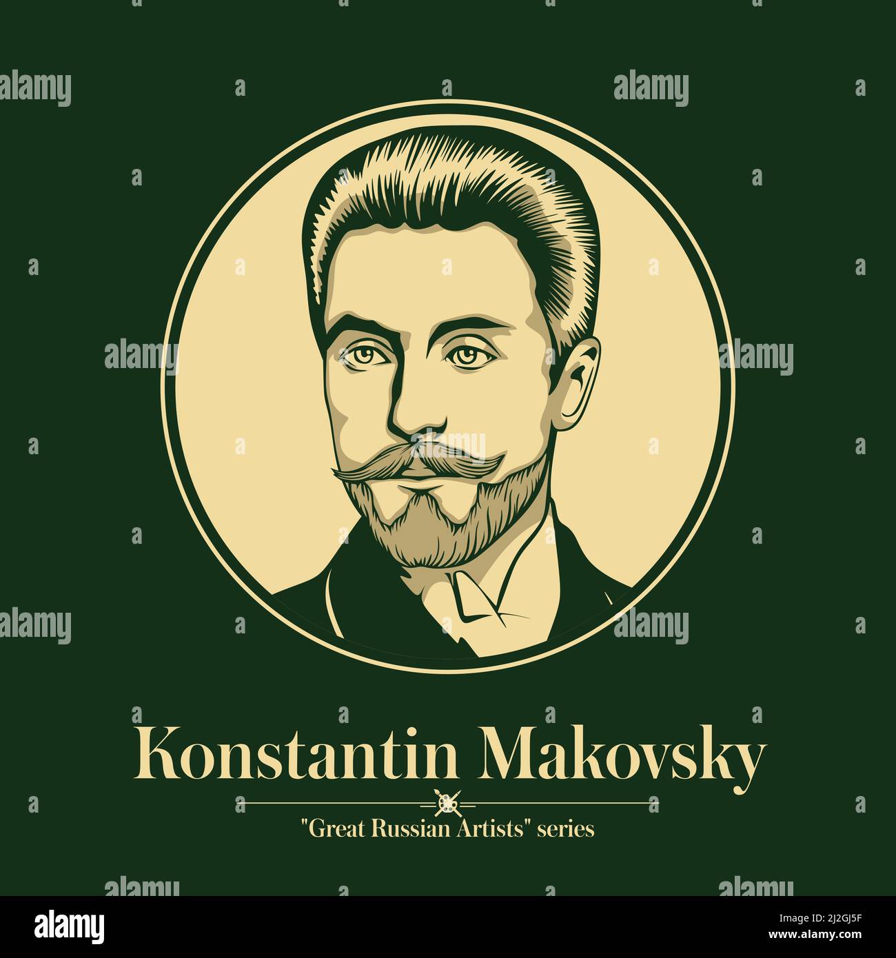 Grande artista russo. Konstantin Makovsky era un pittore russo influente, affiliato ai 'Wanderers'. Illustrazione Vettoriale
