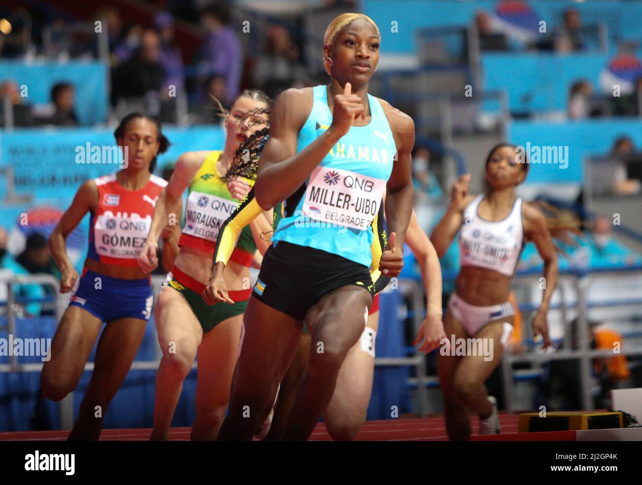 Shaunae MILLER-UIBO delle Bahamas 400m Donne durante i Campionati mondiali di atletica indoor 2022 il 18 marzo 2022 alla Stark Arena di Belgrado, Serbia - Foto Laurent Lairys Foto Stock