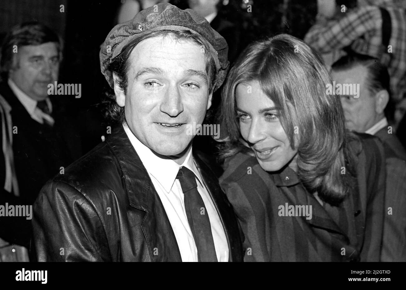 Robin Williams e la moglie Valerie Velardi hanno partecipato alla prima del film Kramer Vs, Kramer a Hollywood, 1979 Foto Stock