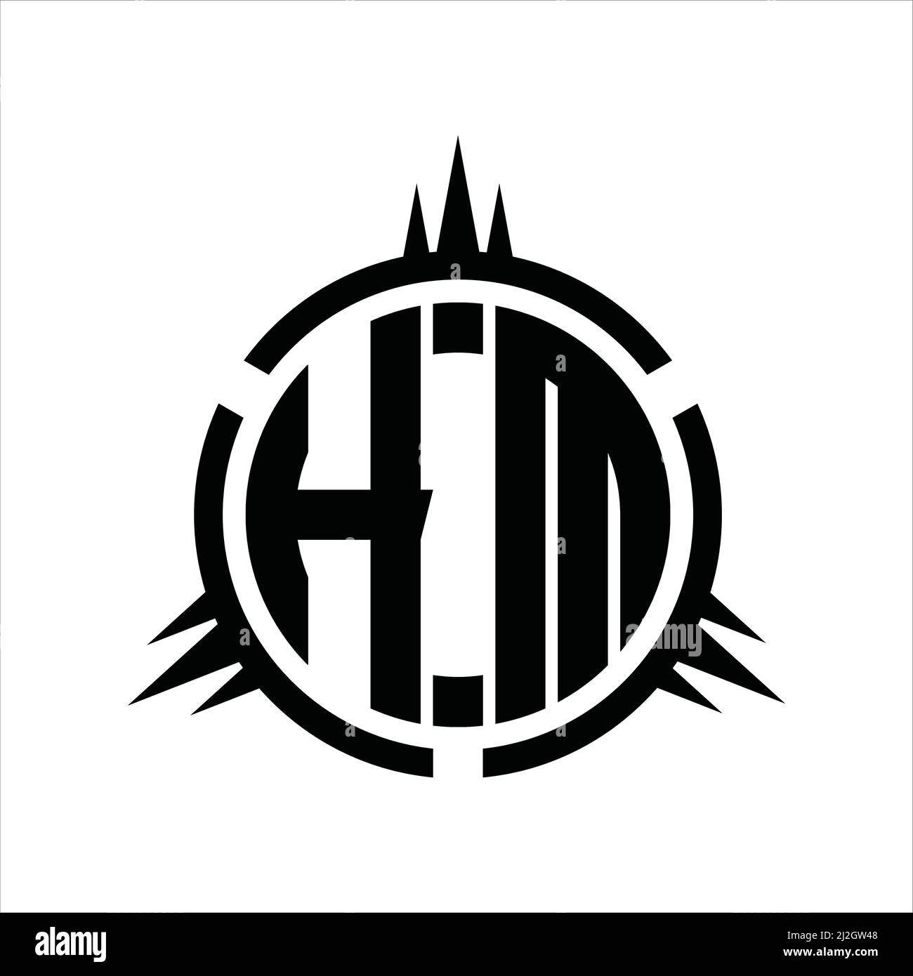 Logo HM monogramma isolato sul modello di design dell'elemento circolare Illustrazione Vettoriale