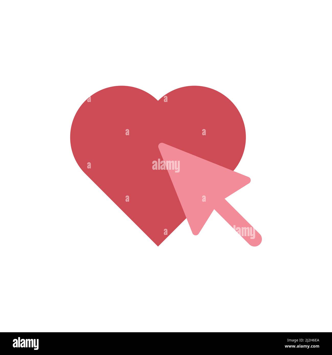 Fare clic sull'icona del vettore rosso e rosa del cuore Illustrazione Vettoriale