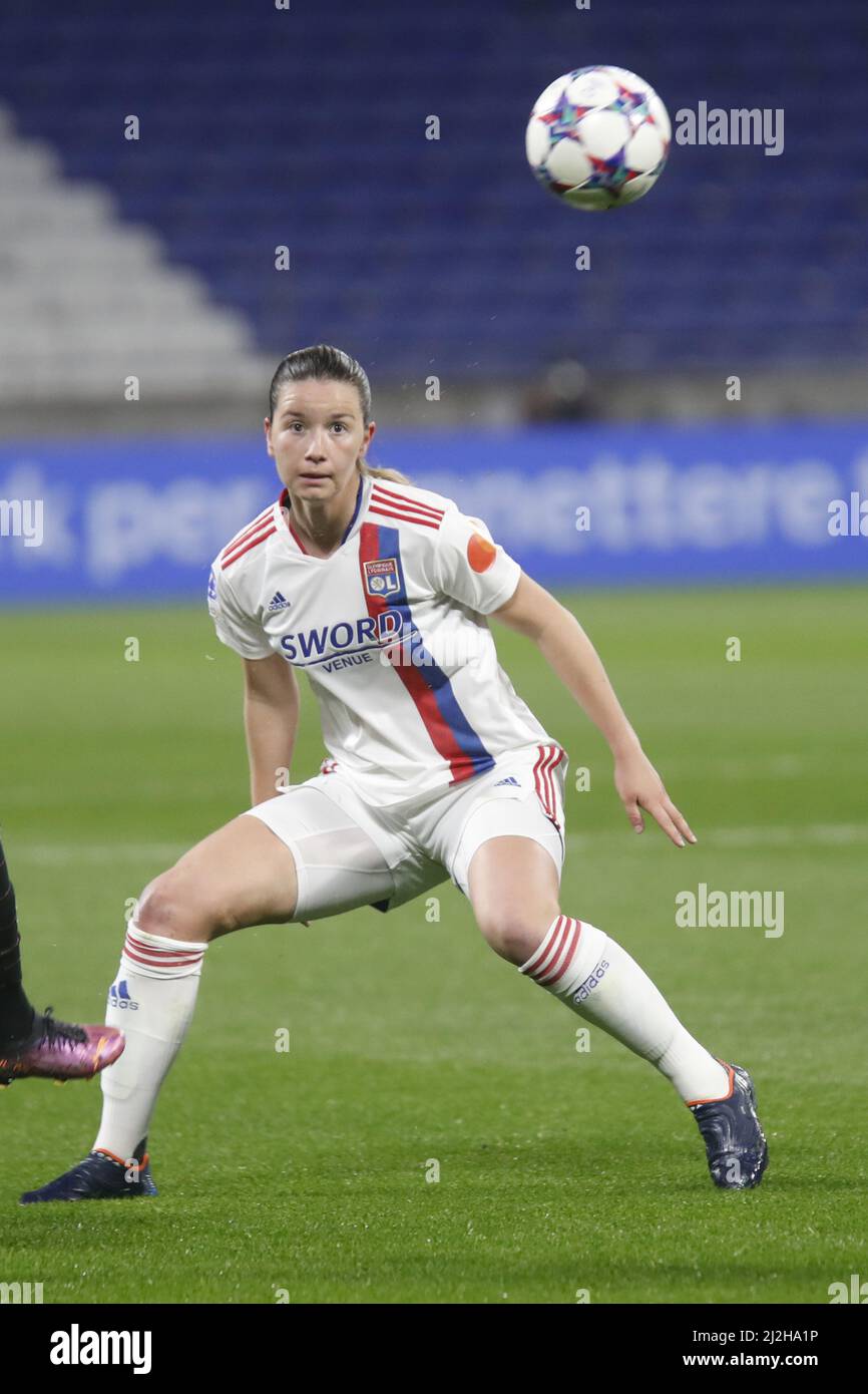 Damaris EGURROLA di Lione durante la UEFA Women's Champions League, quarti di finale, partita di calcio a 2nd gambe tra Olympique Lyonnais (Lione) e Juventus FC il 31 marzo 2022 allo stadio Groupama a Decines-Charpieu vicino Lione, Francia - Foto: Romain Biard/DPPI/LiveMedia Foto Stock