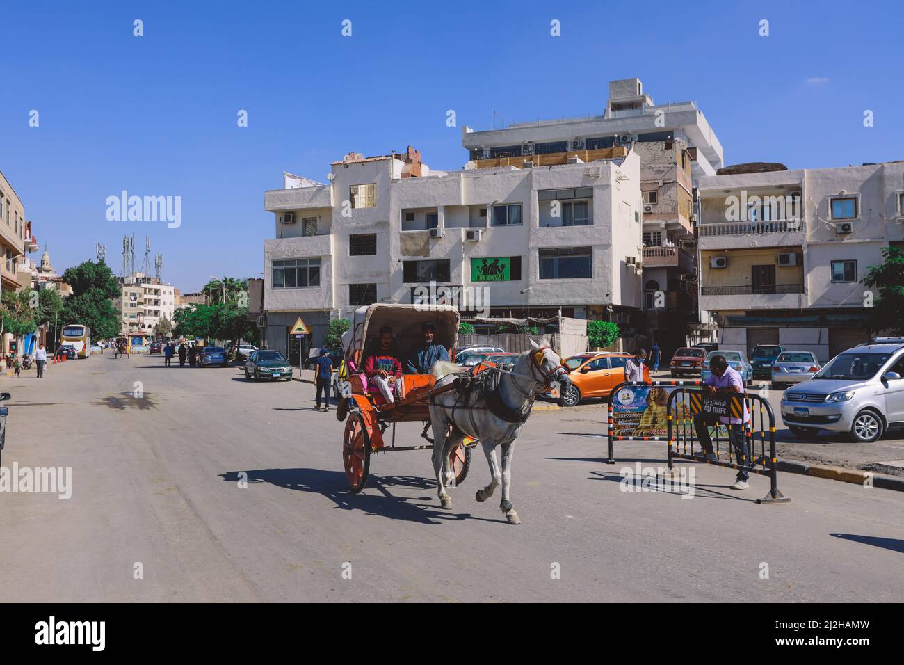 Le strade di Giza in Egitto Foto Stock