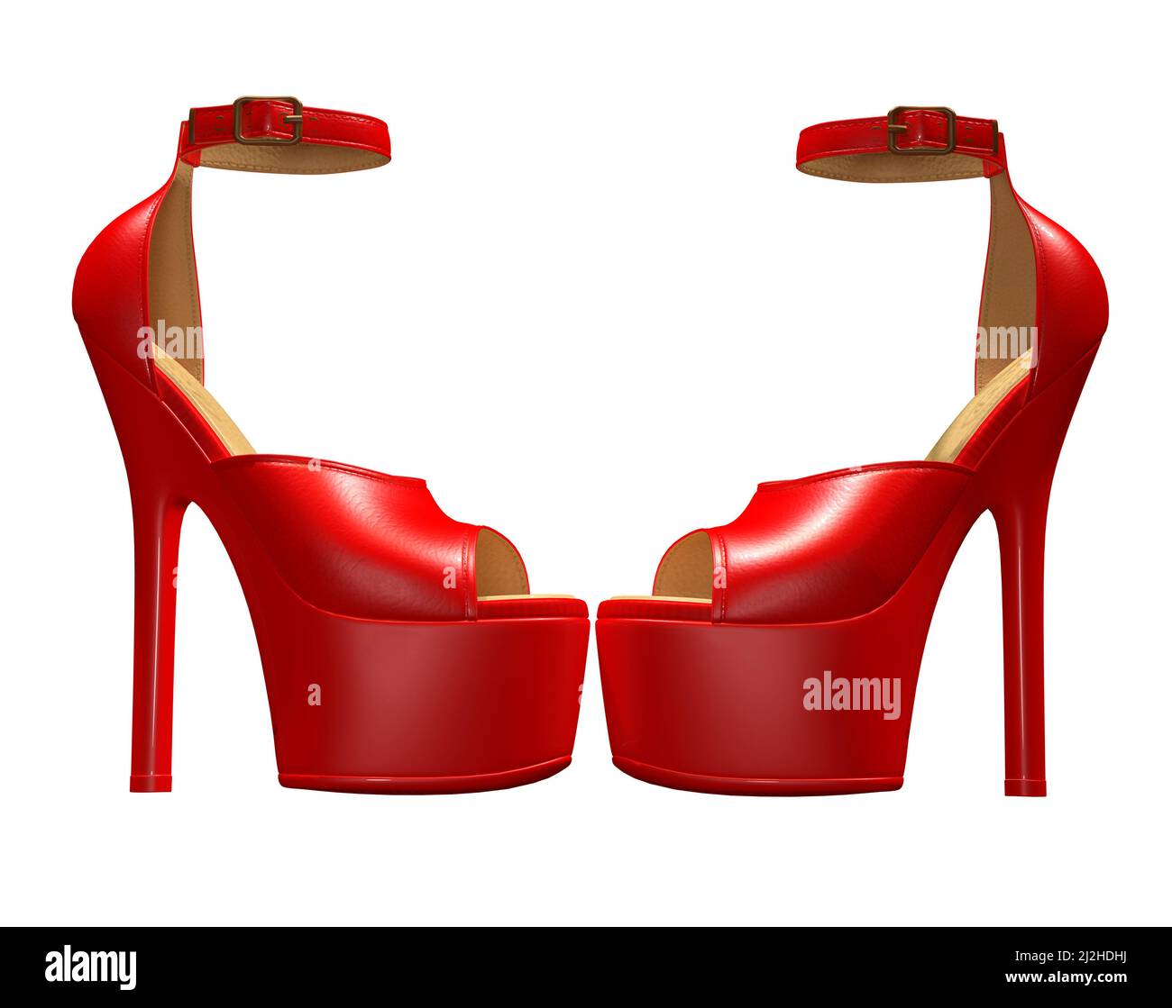 calzature donna, scarpe con tacco alto rosso, illustrazione 3d Foto Stock
