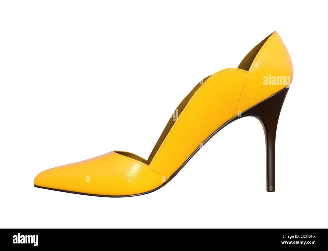 calzature donna, scarpe alte tacchi gialle, illustrazione 3d, Foto Stock