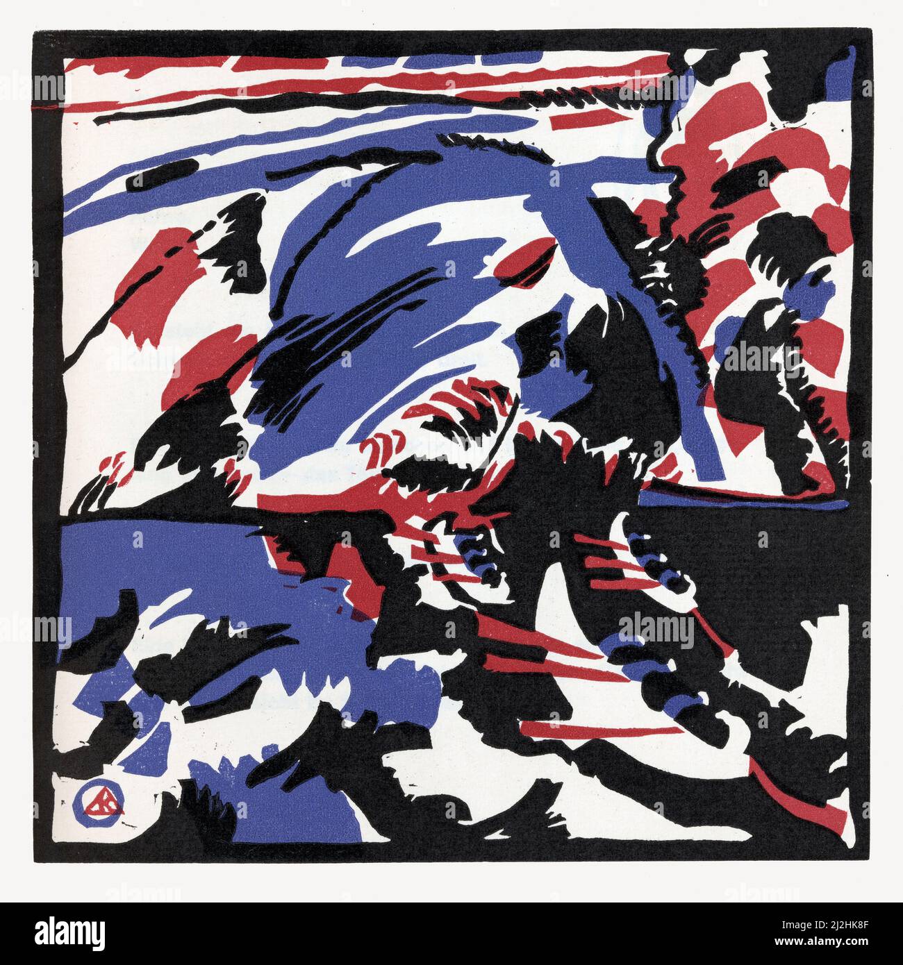 Dipinto di Wassily Kandinsky, 1910s. Klange Plate 12 (1913) - 'Klänge' (suoni) Woodcut art Foto Stock