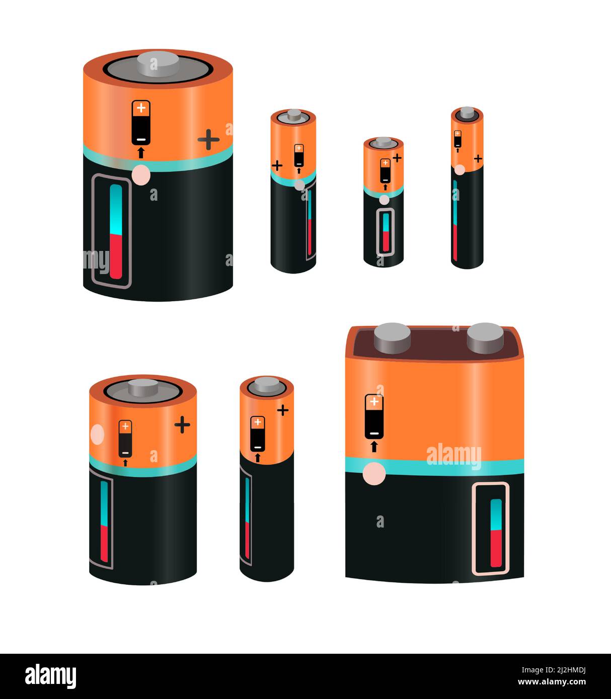 Set di illustrazioni vettoriali dei tipi di batteria. Collezione di  elementi di design per batterie alcaline e al litio. Illustrazione  vettoriale piatta isolata su sfondo bianco Immagine e Vettoriale - Alamy
