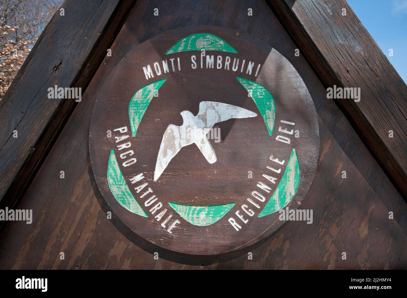 Logo del Parco Regionale dei Monti Simbruini, Monte Autore, Lazio, Italia Foto Stock