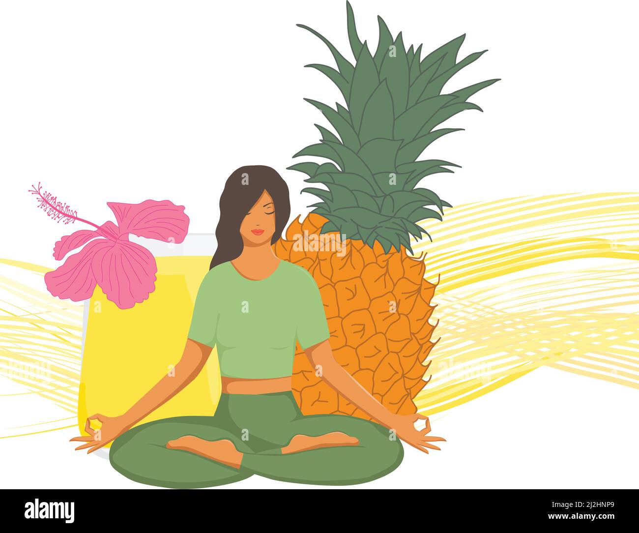 frutta e yoga Illustrazione Vettoriale