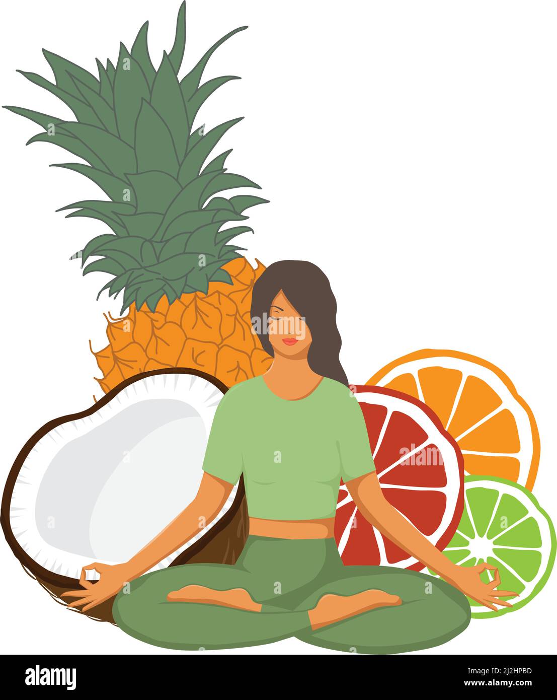 frutta e yoga Illustrazione Vettoriale