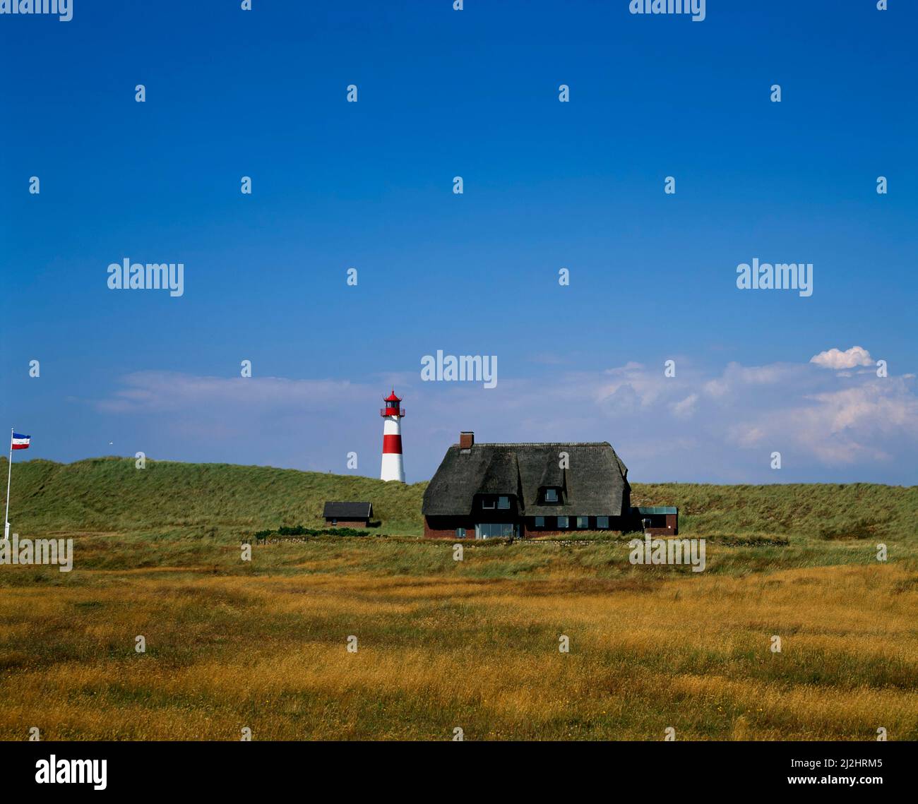 Lightthouse at Ellenbogen, Sylt Island, Schleswig-Holstein, Germania, Europa Foto Stock