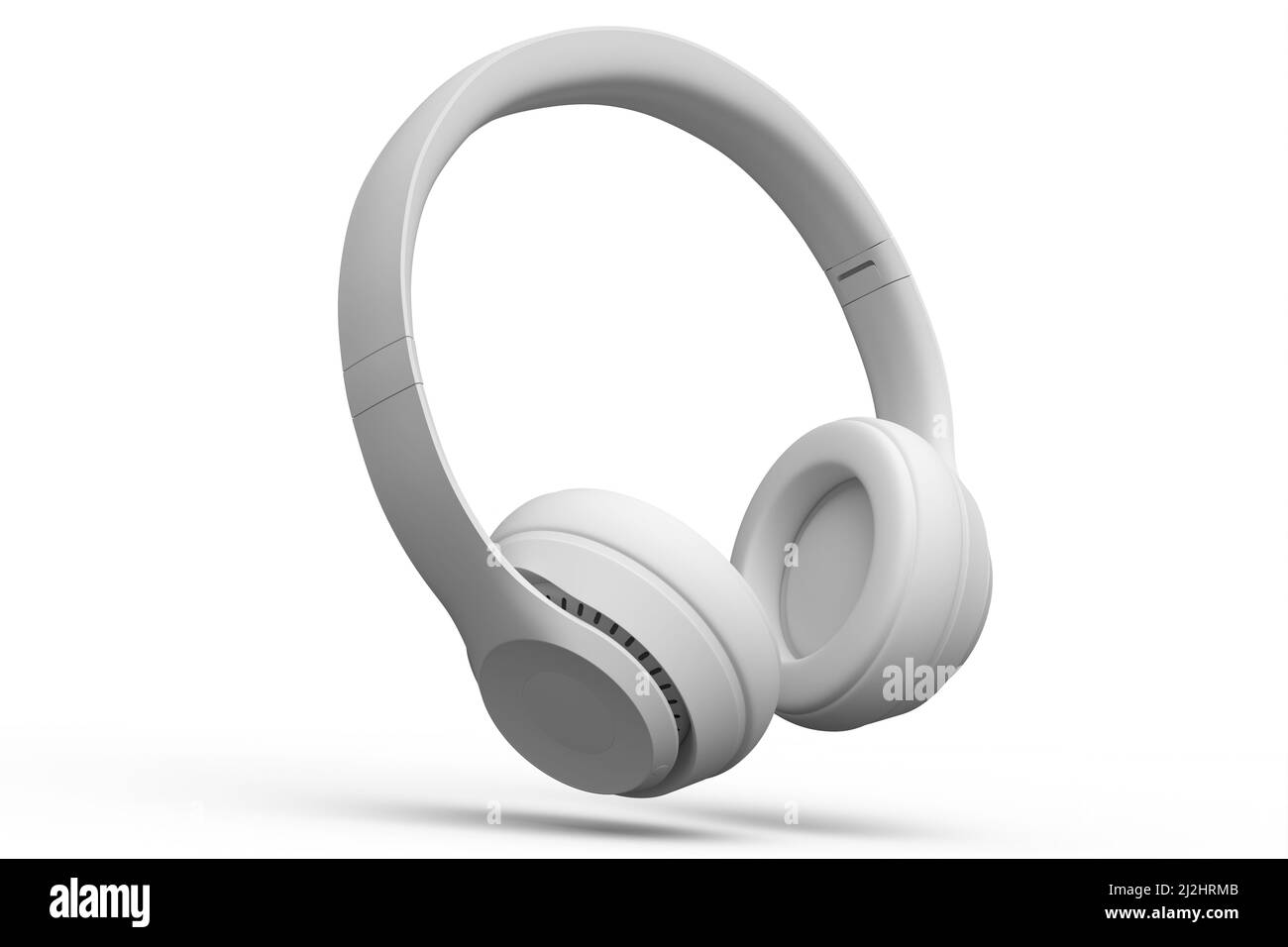 Cuffie per giochi professionali isolate su sfondo bianco monocromatico. 3D rendering di cuffie sovrauricolari e concetto di attrezzatura musicale Foto Stock