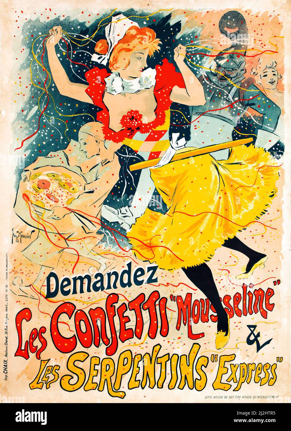 Georges Meunier, belle epoque, poster vintage, Les Confetti 'mousseline' e Les Serpentins Express (1894) Foto Stock