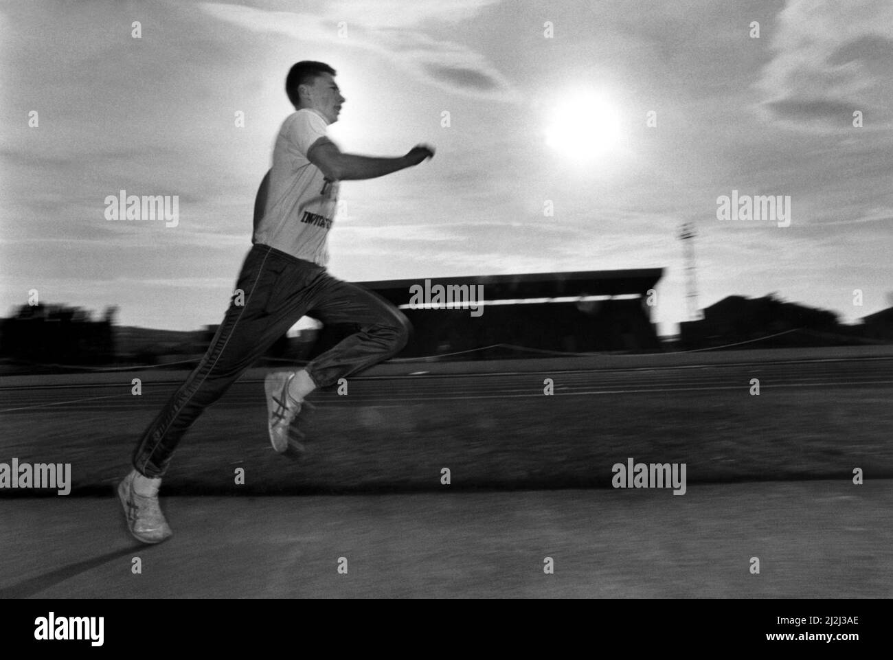 Allenamento dell'atleta Jonathan Edwards Jonathan Edwards 8 agosto 1988 Foto Stock