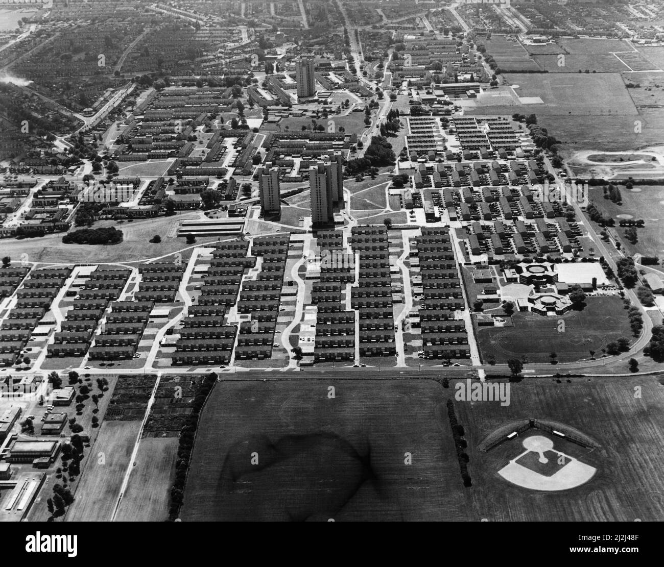 Vista aerea di Danepark parte del parco Orchard Estate, Hull Circa 1987 Foto Stock