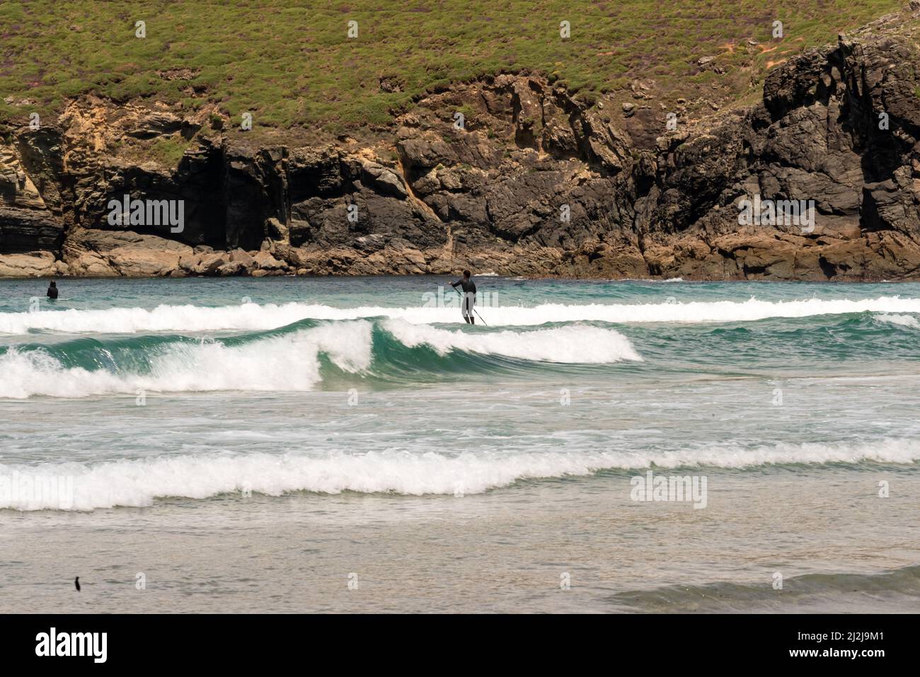 13 agosto 2021 Pantin spagna surfer in spiaggia il campionato prima Foto Stock