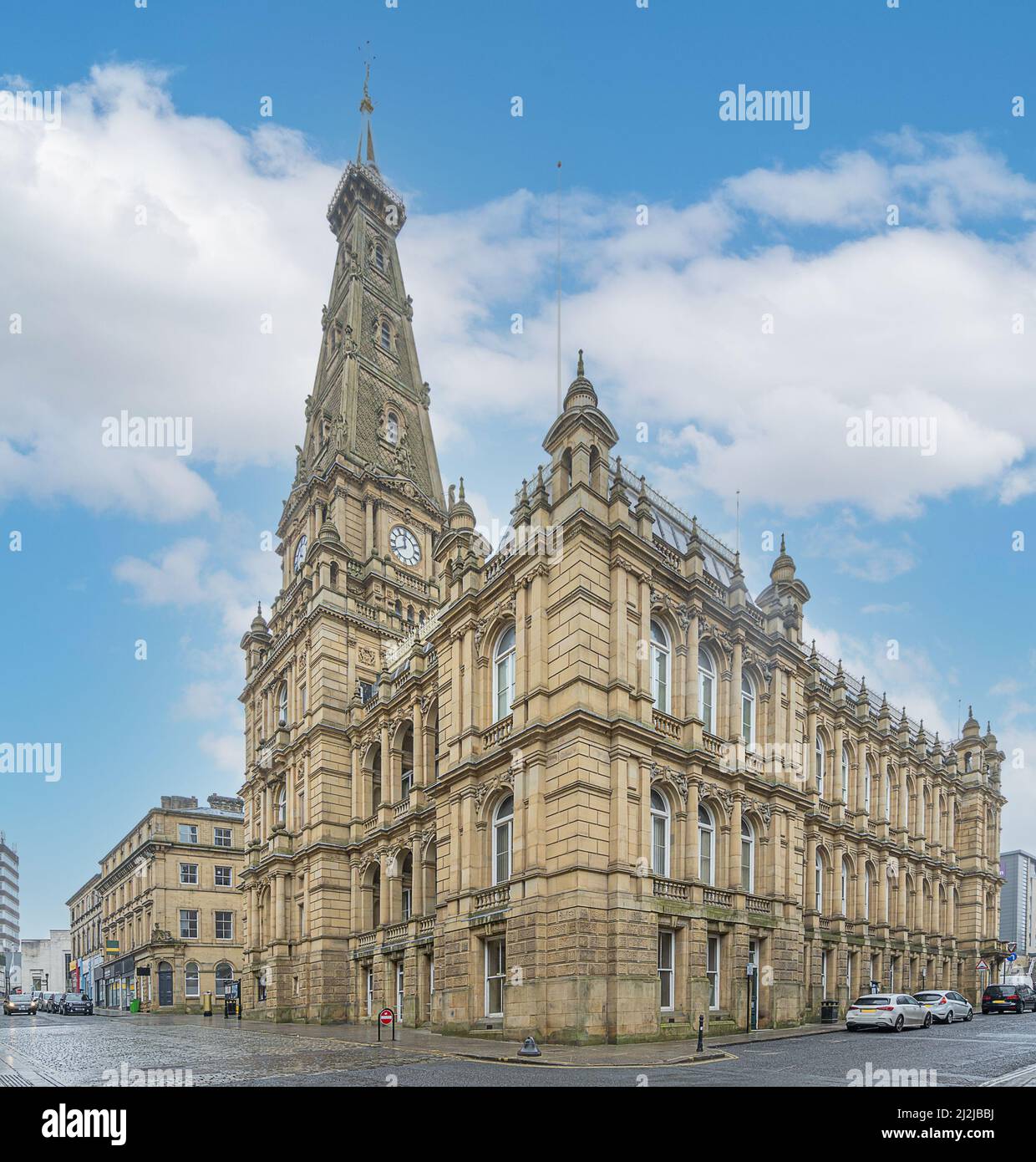 Halifax Town Hall in Yorkshire Inghilterra Foto Stock