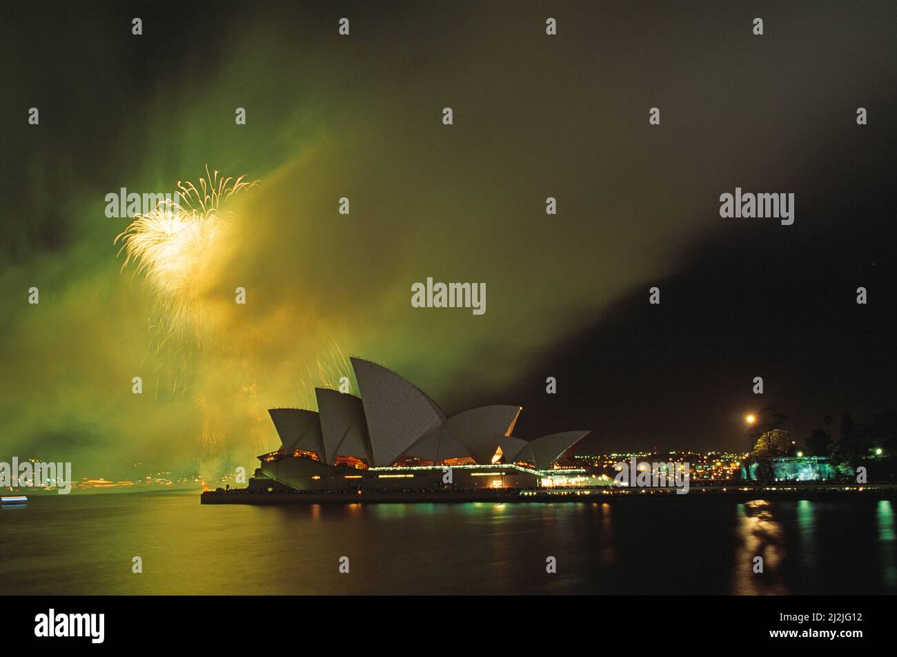 Australia. Teatro dell'Opera di Sydney. Fuochi d'artificio. Foto Stock