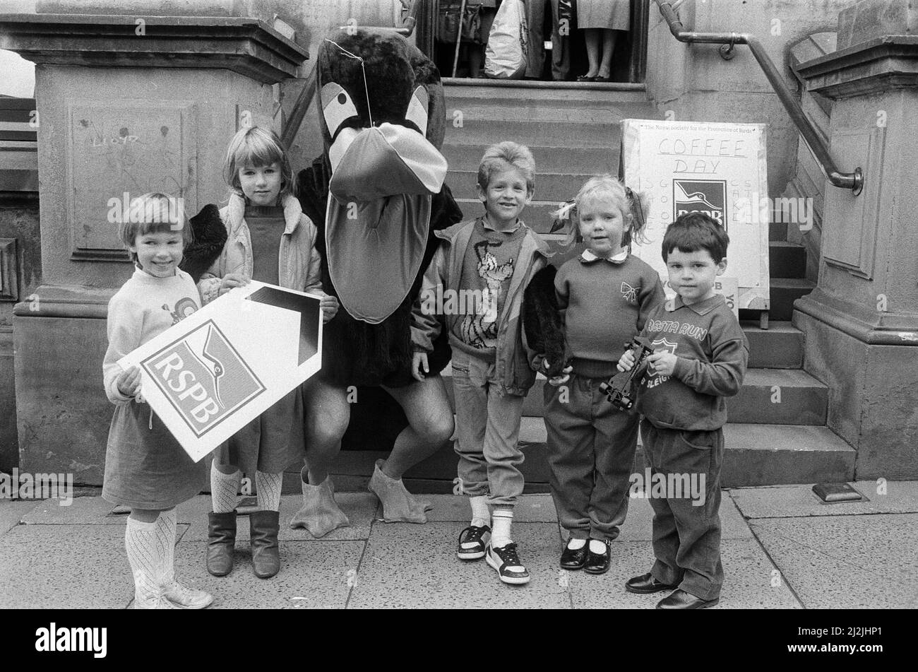 Guarda il birdie... I giovani che hanno partecipato al “Bird pomeriggio” al municipio di Huddersfield, organizzato dal ramo locale della RSPB, incontrano il Birdman. L'evento ha incluso anche colloqui sugli uccelli, un film e giochi. Circa 250 bambini hanno partecipato al pomeriggio ed è stato un successo tale da diventare un evento annuale. 22nd ottobre 1988. Foto Stock Guarda il birdie... I giovani che hanno partecipato al “Bird pomeriggio” al municipio di Huddersfield, organizzato dal ramo locale della RSPB, incontrano il Birdman. L'evento ha incluso anche colloqui sugli uccelli, un film e giochi. Circa 250 bambini hanno partecipato al pomeriggio ed è stato un successo tale da diventare un evento annuale. 22nd ottobre 1988. Foto Stock