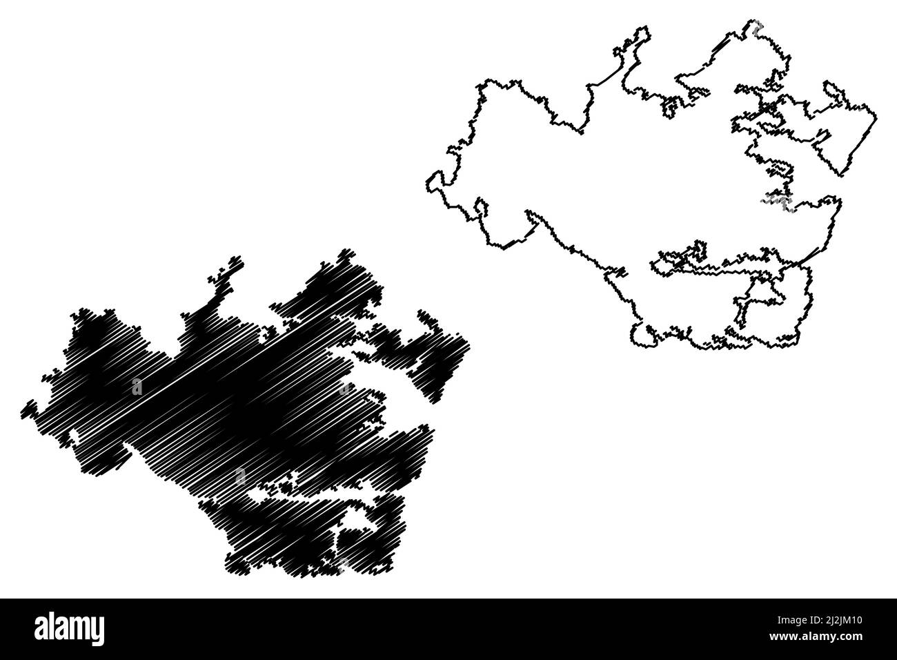 Isola Nord Uista (Regno Unito di Gran Bretagna e Irlanda del Nord, Scozia, Ebridi esterne) illustrazione vettoriale mappa, schizzo di scricbble Isola di No Illustrazione Vettoriale
