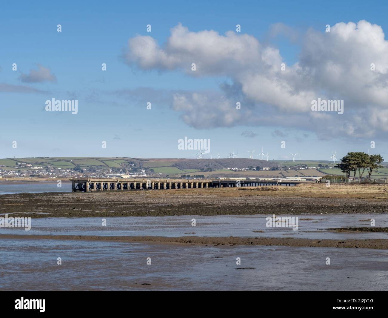 Vista di Yelland Quay, North Devon, Inghilterra. Foto Stock