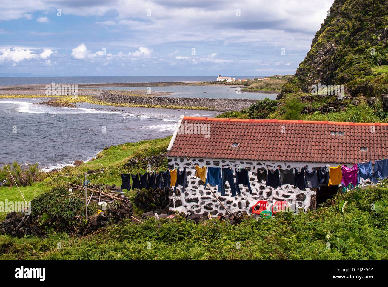 Isola di S.Jorge,Fajã Santo Cristo,Isole Azzorre,Portogallo Foto Stock