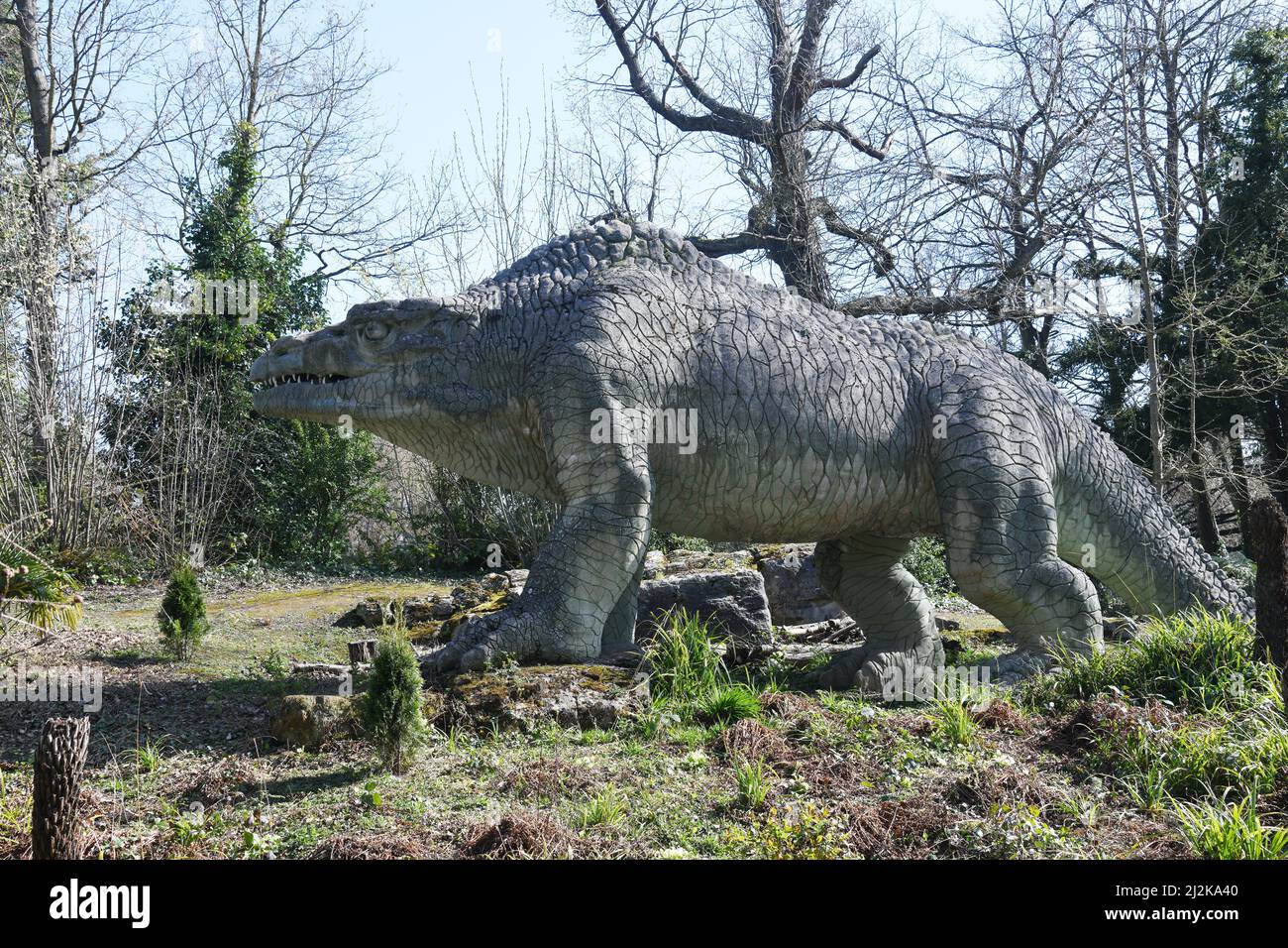Dinosauri nel parco Crystal Palace Foto Stock