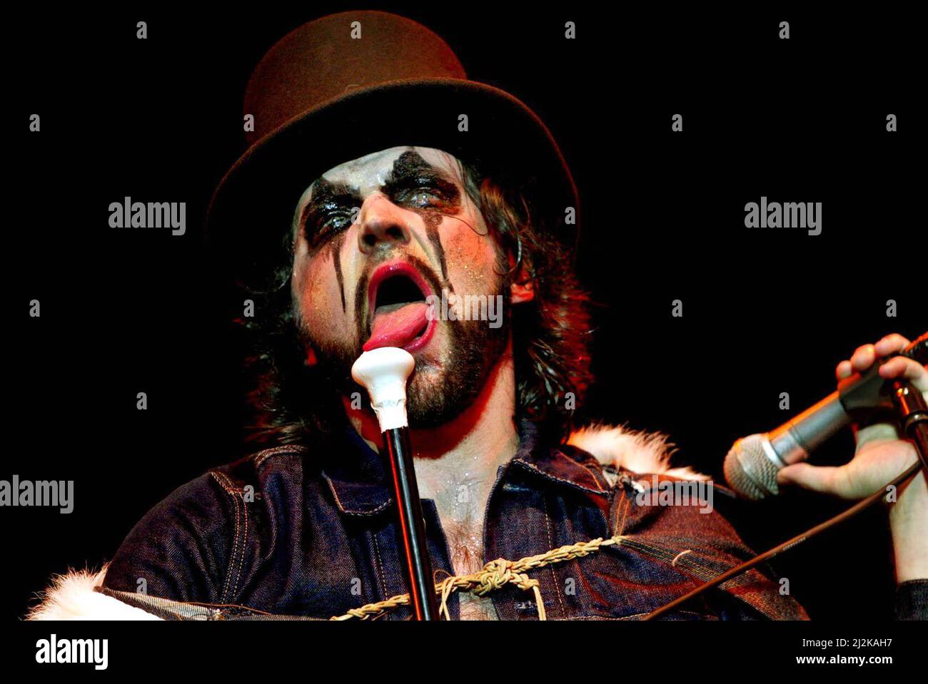 Turbonegro (Turboneger in Norvegia) è un gruppo rock norvegese, inizialmente attivo dal 1989 al 1998, e poi riformato nel 2002. Il loro stile combina glam rock, punk rock e hard rock in uno stile che la band descrive come 'deathpunk'. Qui al Festival Hultsfred 2002, Hultsfred, Svezia. Foto Stock