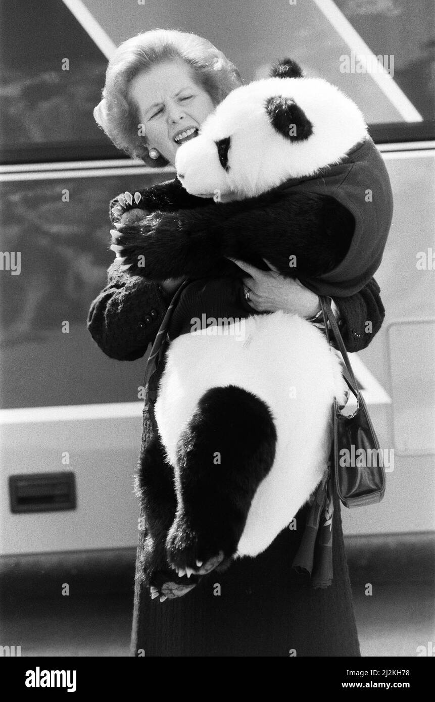 Il primo Ministro Margaret Thatcher ha condotto una campagna a Ealing. 30th maggio 1987. Foto Stock