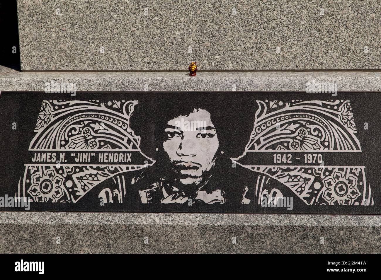 Tomba di Jimi Hendrix e monumento commemorativo di Renton Washington Foto Stock