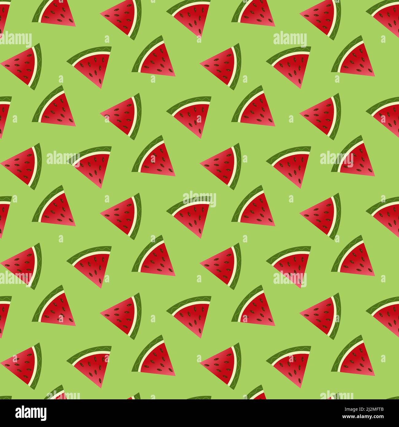 Modello con pezzi di anguria. Disegno vettoriale su sfondo verde. Illustrazione Vettoriale