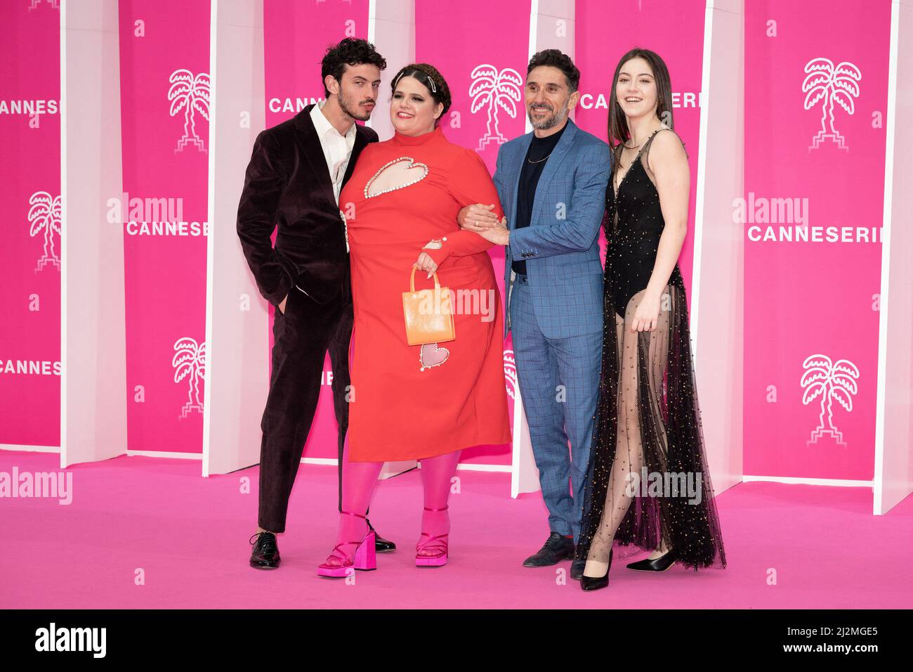 Levin Leib Lev, Maya Landsmann, Doron ben-David e Mishel Riaboy partecipano al tappeto rosa durante il Festival delle Canneseries 5th, il 02 aprile 2022 a Cannes, Francia. Foto di David Niviere/ABACAPRESS.COM Foto Stock