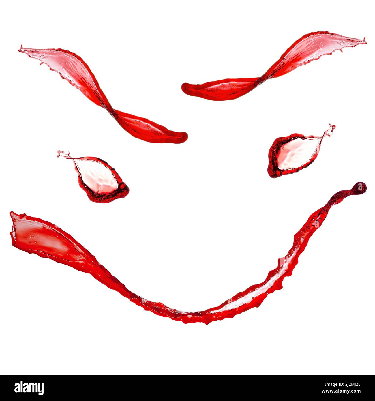 Set di spruzzi di vino rosso su sfondo bianco Foto Stock