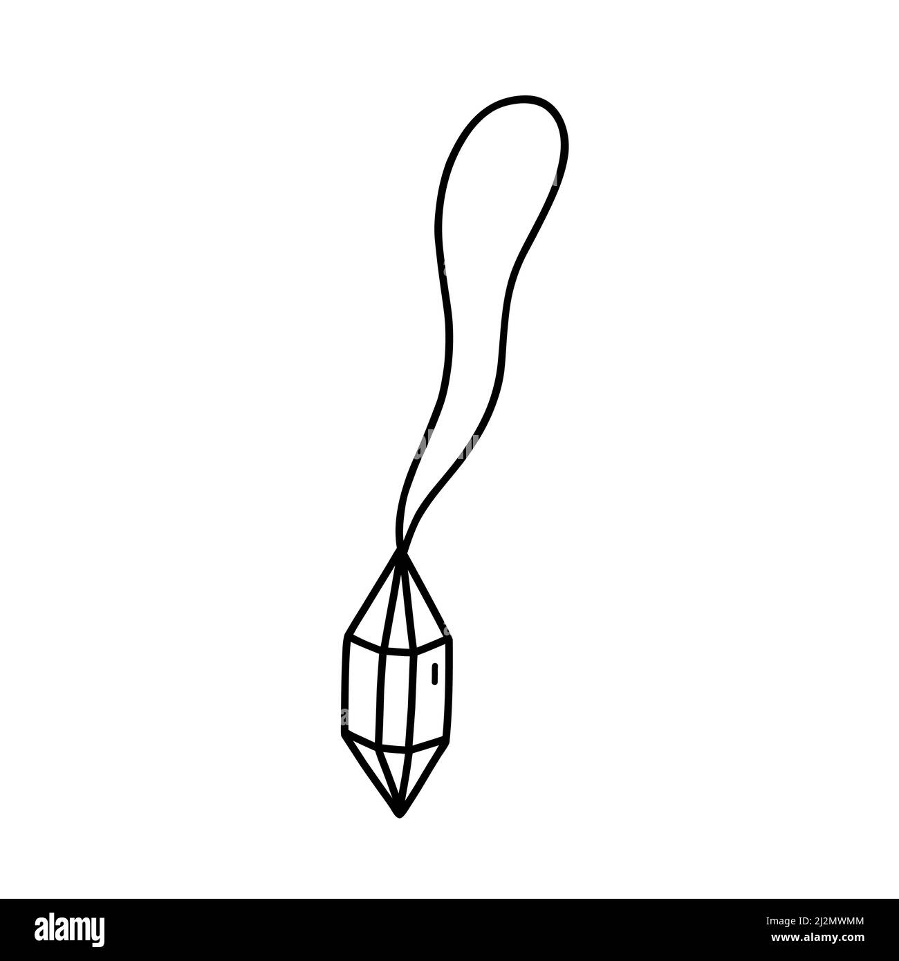 Pendente con cristallo su un cavo isolato su sfondo bianco. Amuleto magico e articolo stregoneria. Illustrazione vettoriale disegnata a mano in stile doodle Illustrazione Vettoriale Pendente con cristallo su un cavo isolato su sfondo bianco. Amuleto magico e articolo stregoneria. Illustrazione vettoriale disegnata a mano in stile doodle Illustrazione Vettoriale
