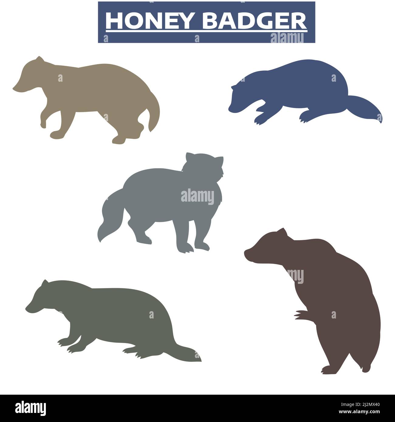 Miele Badger colorato icona set Illustrazione Vettoriale