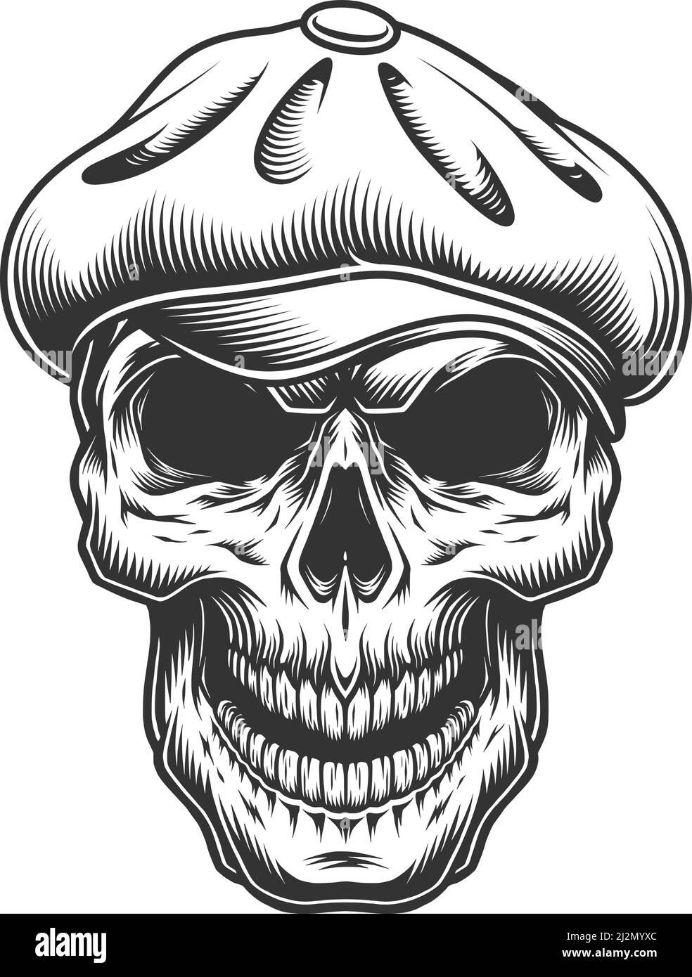 Cranio nel cappello tweed. Illustrazione vintage vettoriale Illustrazione Vettoriale