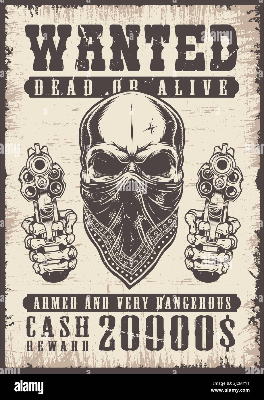 Voluto poster vintage con cranio. Illustrazione vettoriale Illustrazione Vettoriale