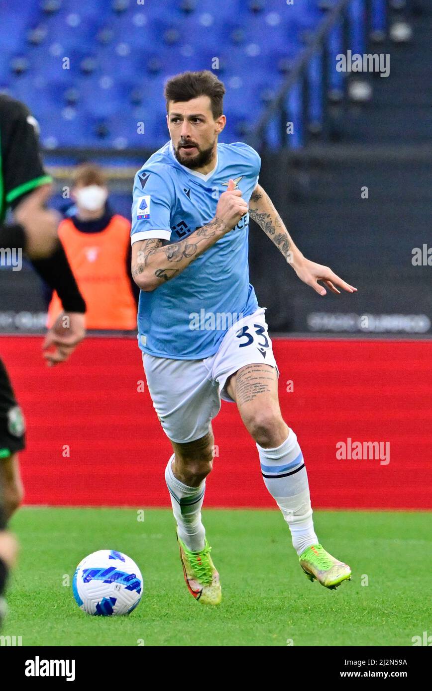 Francesco Acerbi (SS Lazio) durante il Campionato Italiano di Calcio una partita 2021/2022 tra SS Lazio vs US Sassuolo allo Stadio Olimpico i Foto Stock