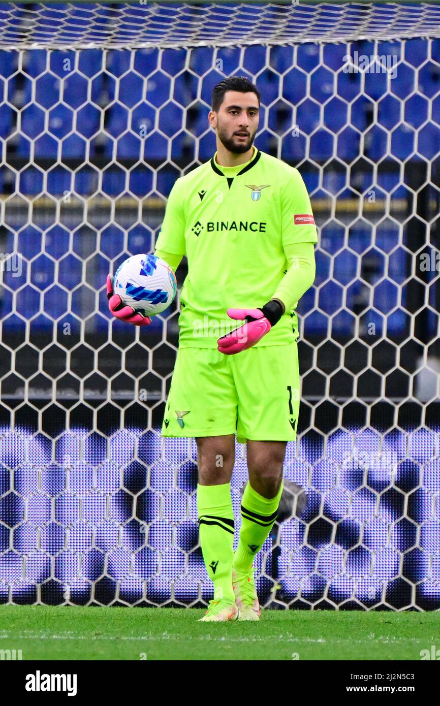 Thomas Strakosha (SS Lazio) durante il Campionato Italiano di Calcio una partita 2021/2022 tra SS Lazio vs US Sassuolo all'Olimpico i Foto Stock