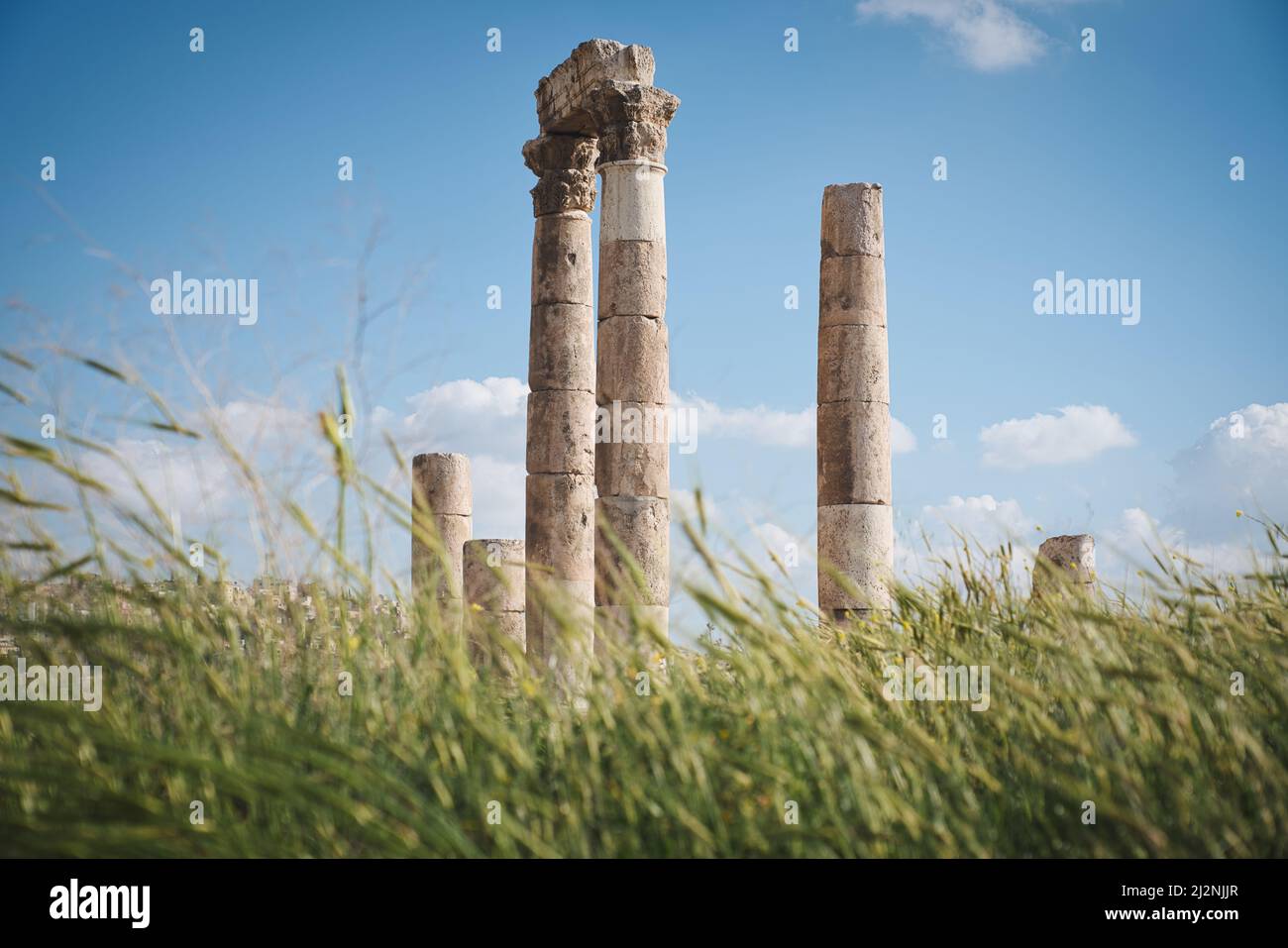 Foto della cittadella e delle rovine degli imperi romani in Amman Giordania Foto Stock