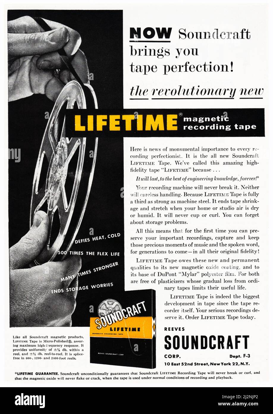 Da un 1954 musica, audiofilo, hi fi rivista, un annuncio per Soundcraft bobina per bobina audio nastri. Foto Stock