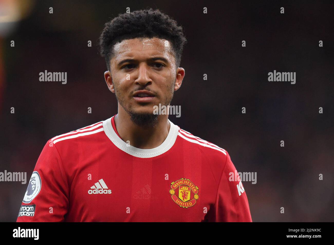 Jadon Sancho del Manchester United durante la partita della Premier League a Old Trafford, Greater Manchester, Regno Unito. Data foto: Sabato 2 aprile 2022. Il credito fotografico dovrebbe leggere: Anthony Devlin Foto Stock