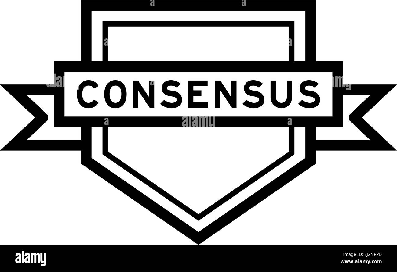 Banner con etichetta pentagono di colore vintage con parola consensus su sfondo bianco Illustrazione Vettoriale