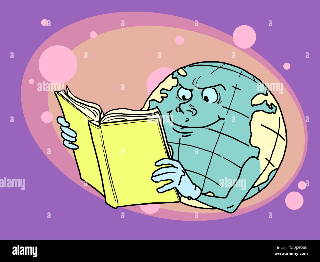 Giornata Internazionale del Libro, il pianeta Terra legge. Letteratura e biblioteche Illustrazione Vettoriale