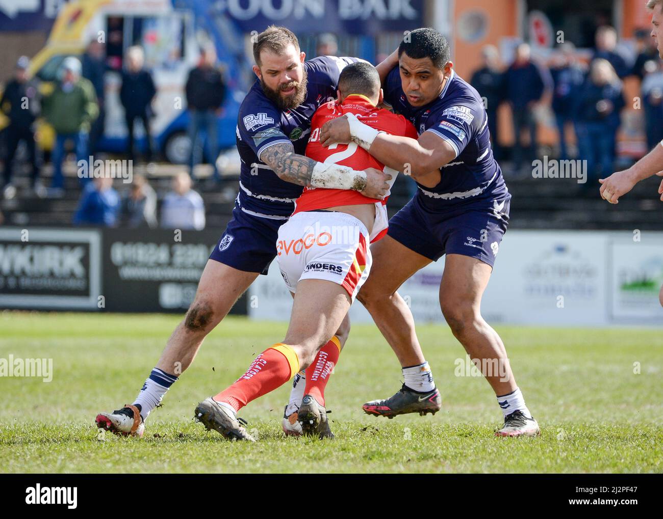 Featherstone, West Yorkshire, Regno Unito il 3rd aprile 2022. Partita del campionato tra Featherstone Rovers e Sheffield Eagles al Millennium Stadium di Featherstone, West Yorkshire, Regno Unito il 3rd aprile 2022 Credit: Craig Cresswell/Alamy Live News Foto Stock