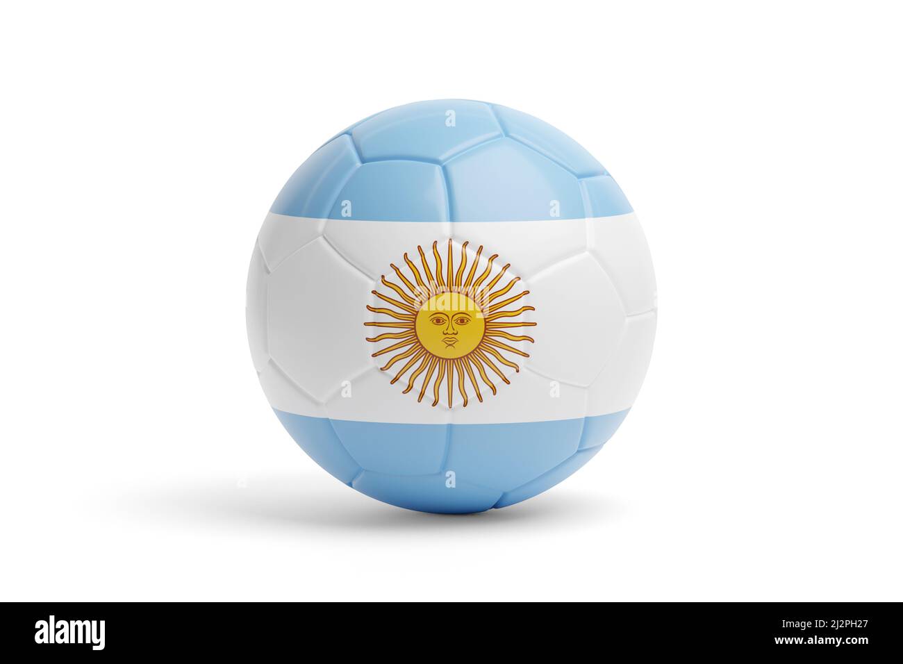 Pallone da calcio con i colori della bandiera argentina. 3d illustrazione. Foto Stock