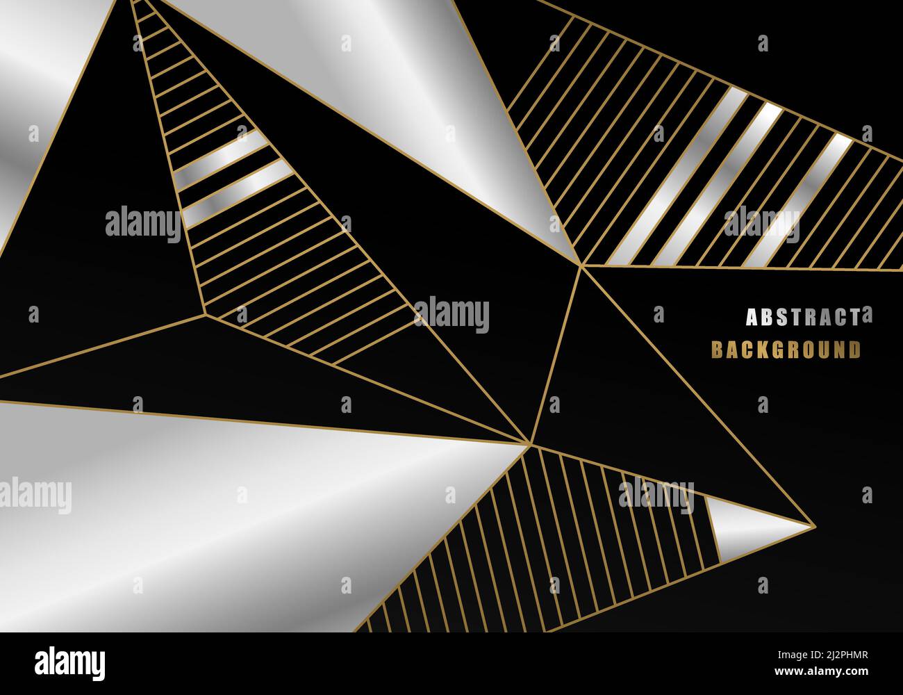 Decorazione artistica astratta in oro e argento. Sovrapposizione su sfondo nero. Vettore di illustrazione Illustrazione Vettoriale