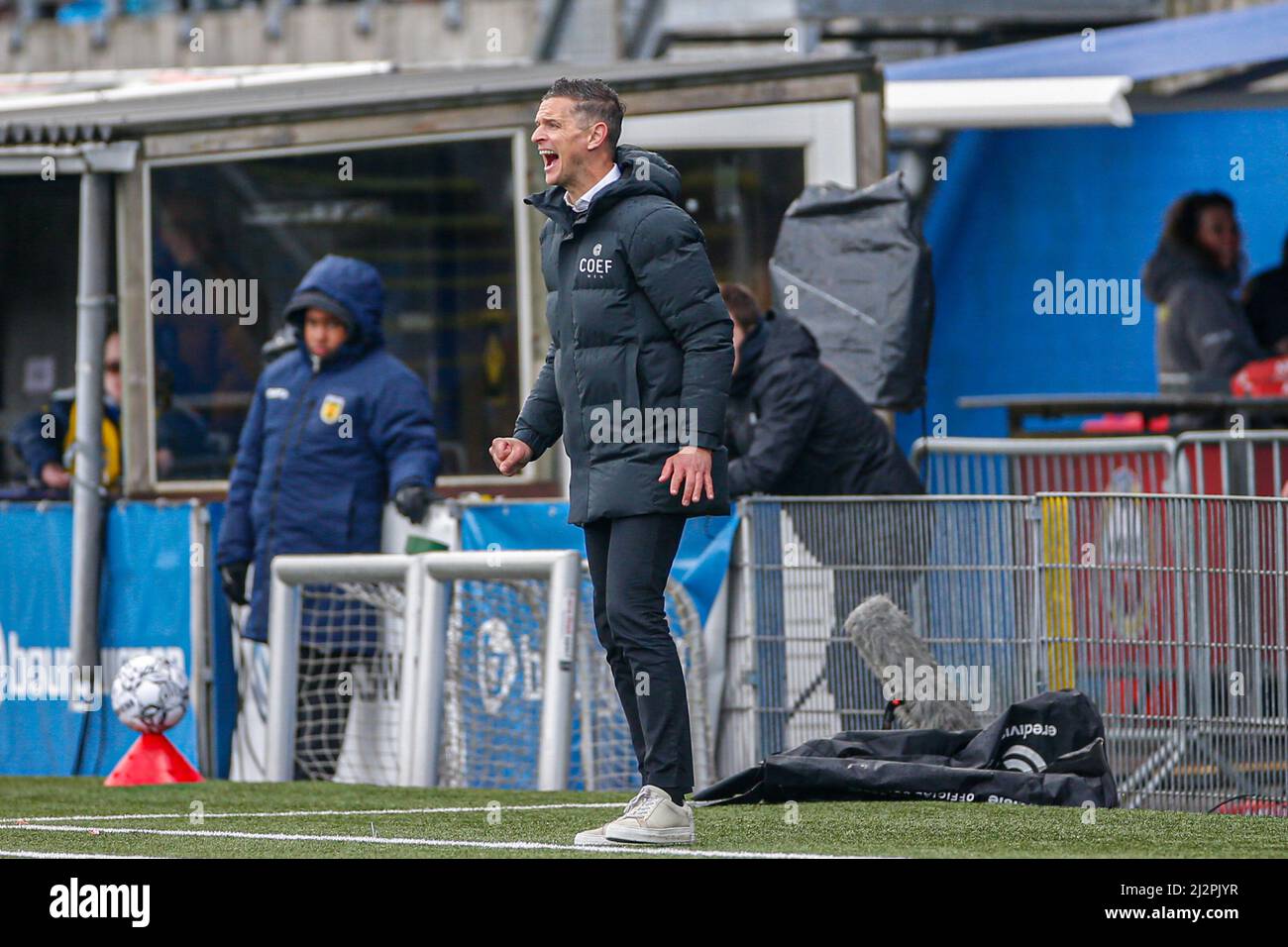 LEEUWARDEN, PAESI BASSI - APRILE 3: Allenatore Rogier Meijer della NEC Nijmegen durante la partita olandese Erevisione tra SC Cambuur e NEC Nijmegen a Cambuur Stadion il 3 Aprile 2022 a Leeuwarden, Paesi Bassi (Foto di Henk Jan Dijks/Orange Pictures) Foto Stock