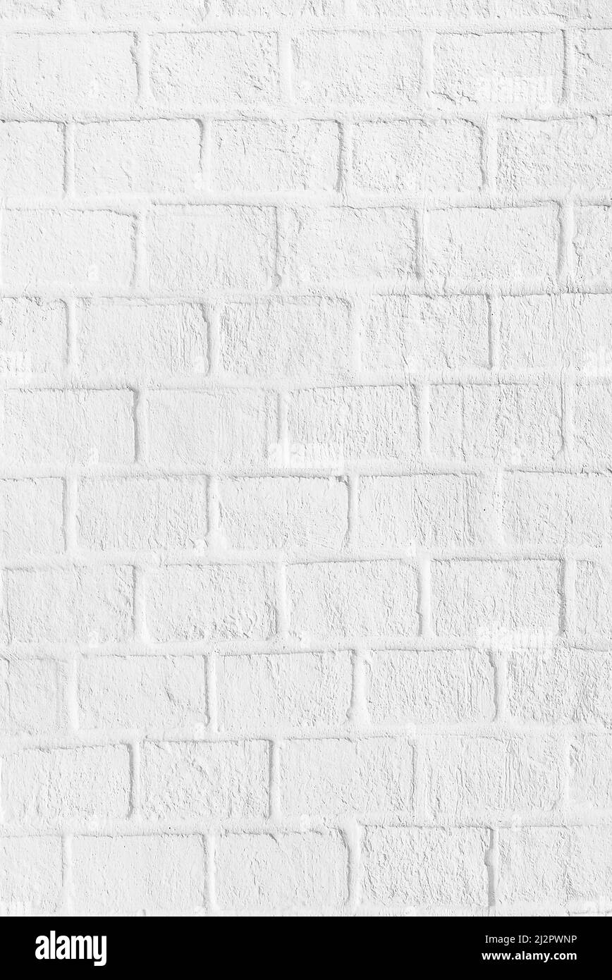 Muro di mattoni bianchi. Grunge vecchia stanza di mattone sfondo testurizzato per carta da parati e disegno grafico di fotoricettore. Superficie di mattone grigio parete orizzontale. Cemento Foto Stock